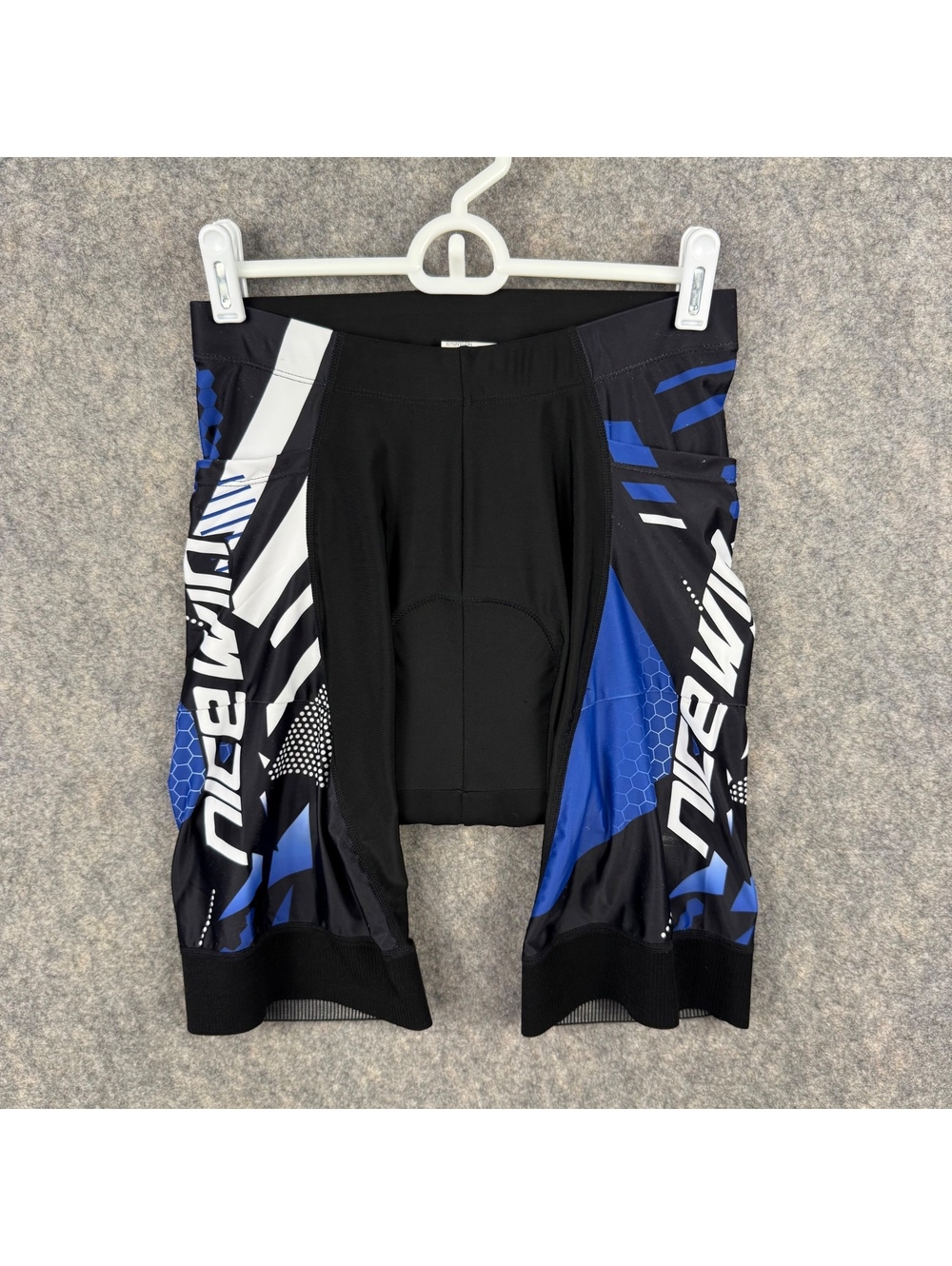 Nice Win Padded Cycling Shorts Pockets Black Blue White Men Size Medium 8” 748